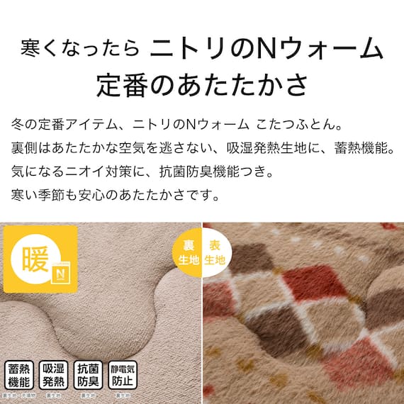 断熱こたつ掛ふとん 特大判(Nウォーム ベージュ RB HO2501) 5枚目画像