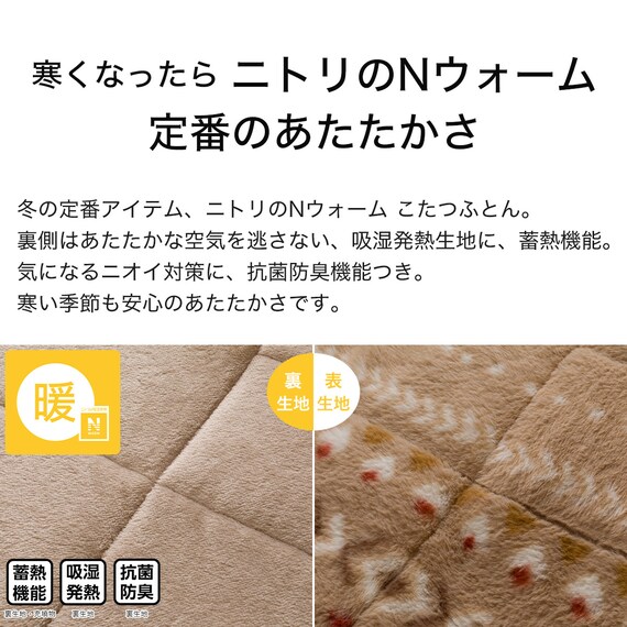断熱省スペースこたつ掛ふとん 長方形(Nウォーム RB HO2501) 5枚目画像