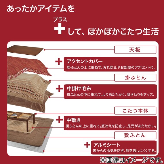 こたつふとん2点セット 長方形(Nウォーム モカ FI2503) 11枚目画像