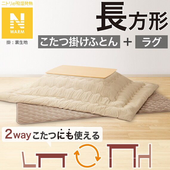 こたつふとん2点セット 長方形(Nウォーム BA2502) 1枚目画像