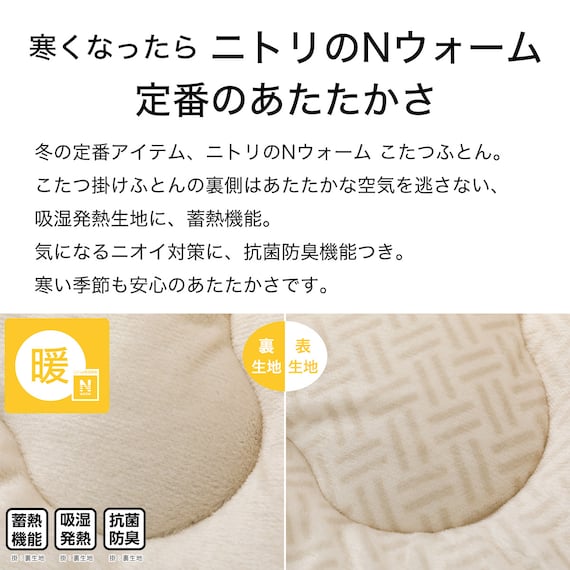 こたつふとん2点セット 長方形(Nウォーム BA2502) 5枚目画像