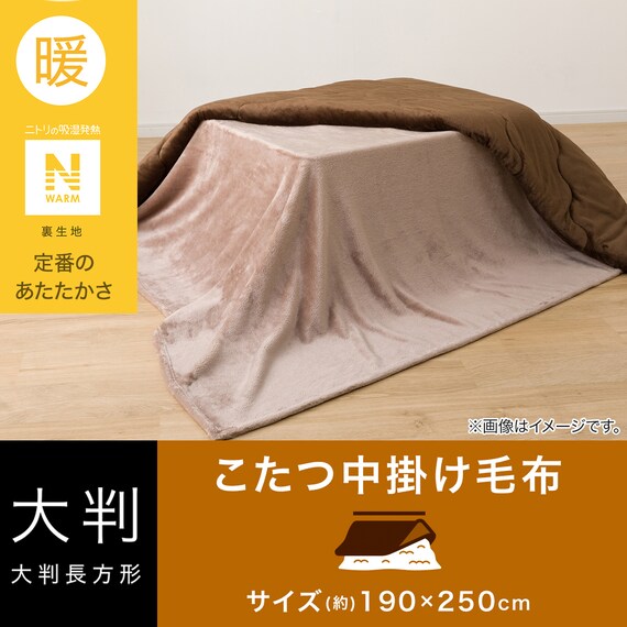 こたつ中掛け毛布 大判(Nウォーム NW2502 ブラウン) 2枚目画像