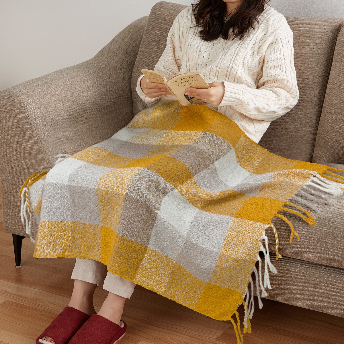 【完成】　hiroko様　リクエスト　ひざ掛け ひざ掛け チェック(CK2501 YE) | ニトリネット【公式】 家具