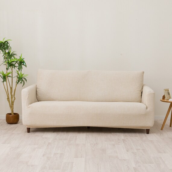 肘付ストレッチソファカバー(SC-A11RS 3PW ベージュ) 6枚目画像