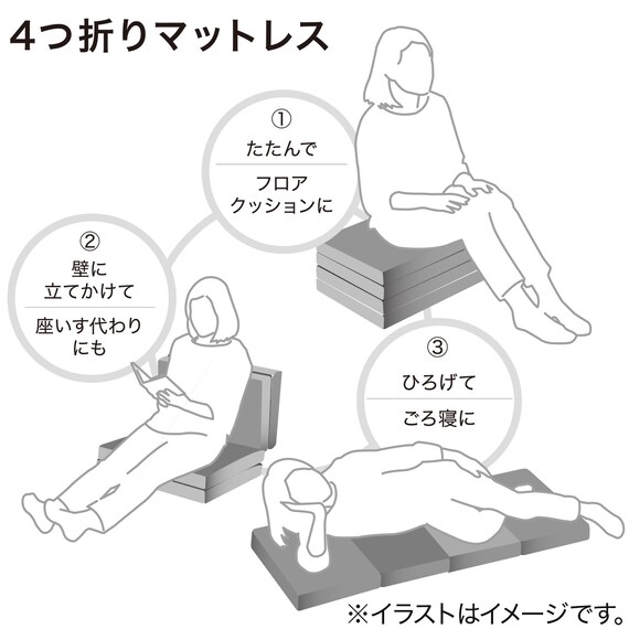 4つ折りフロアクッション(Nクール極冷26 グレー) 2枚目画像