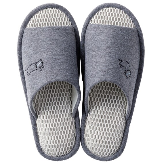 スリッパ M(デコネコMS グレー SnrSRm3s) 2枚目画像