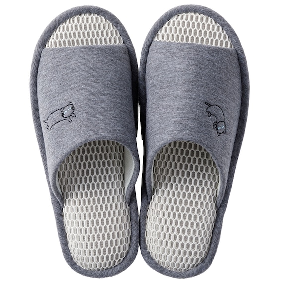 スリッパ M(デコネコMS グレー SnrSRm3s) 2枚目画像