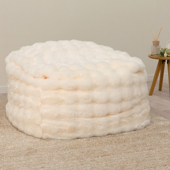 ふわとろ ポコポコ ビーズクッション スクエア アイボリー 1枚目画像