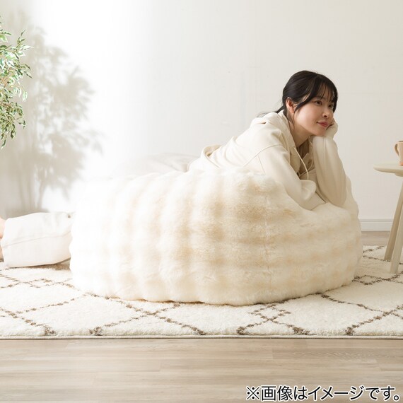 ふわとろ ポコポコ ビーズクッション スクエア アイボリー 9枚目画像