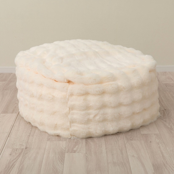 ふわとろ ポコポコ ビーズクッション スクエア アイボリー 3枚目画像