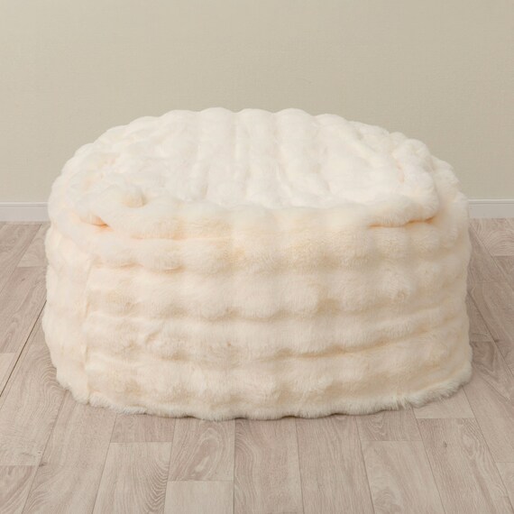 ふわとろ ポコポコ ビーズクッション スクエア アイボリー 4枚目画像