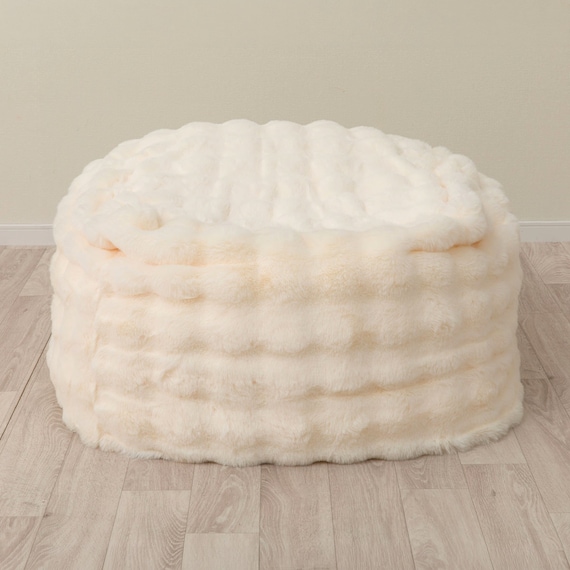 ふわとろ ポコポコ ビーズクッション スクエア アイボリー 4枚目画像