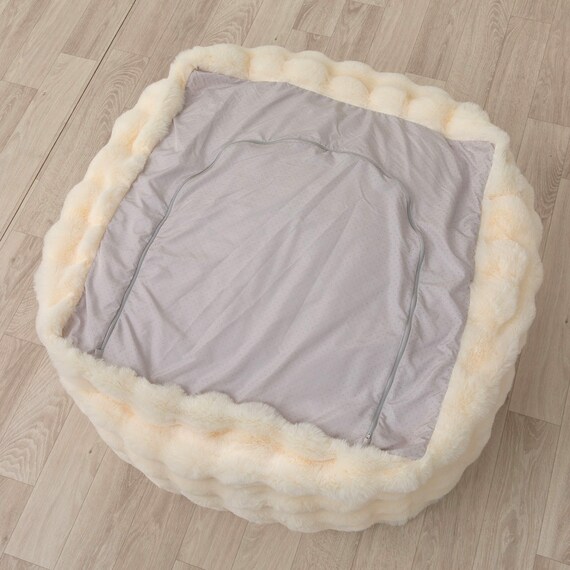 ふわとろ ポコポコ ビーズクッション スクエア アイボリー 5枚目画像