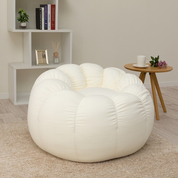 ふわもち フラワービーズソファ Small アイボリー 1枚目画像