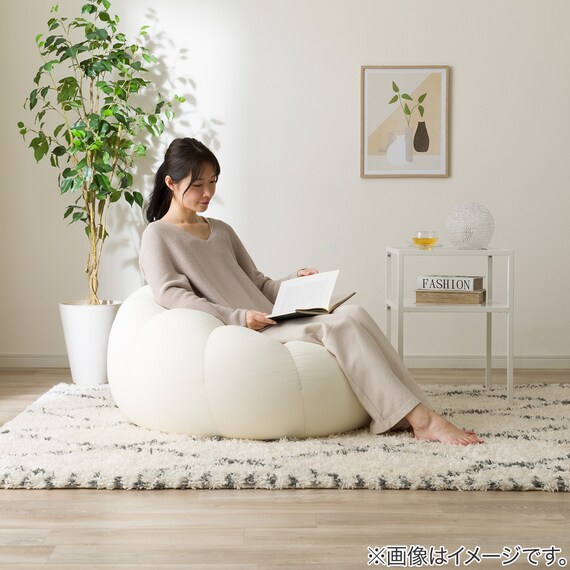 ふわもち フラワービーズソファ Small アイボリー 3枚目画像