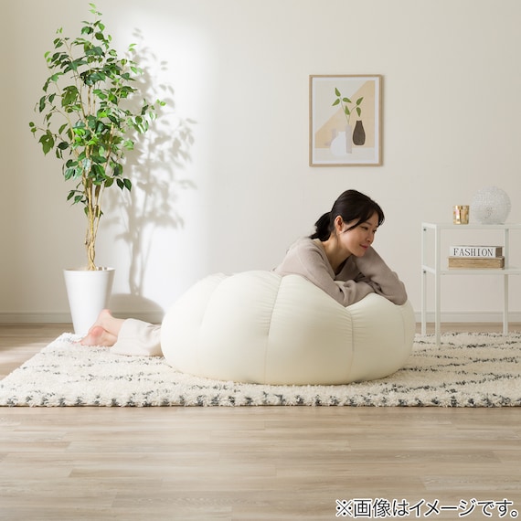 ふわもち フラワービーズソファ Small アイボリー 4枚目画像