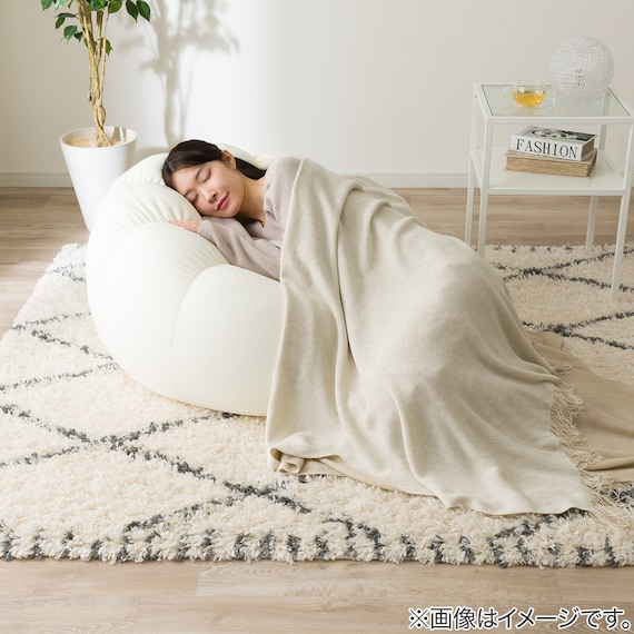 ふわもち フラワービーズソファ Small アイボリー 5枚目画像