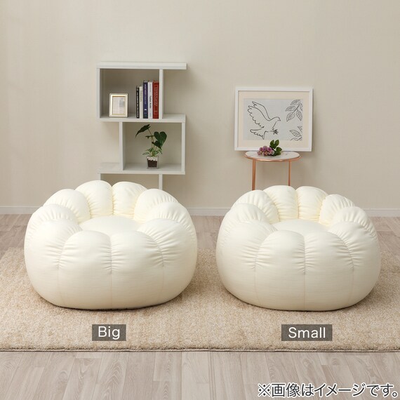 ふわもち フラワービーズソファ Small アイボリー 7枚目画像