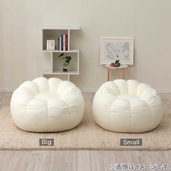 ふわもち フラワービーズソファ Small アイボリー 7枚目画像