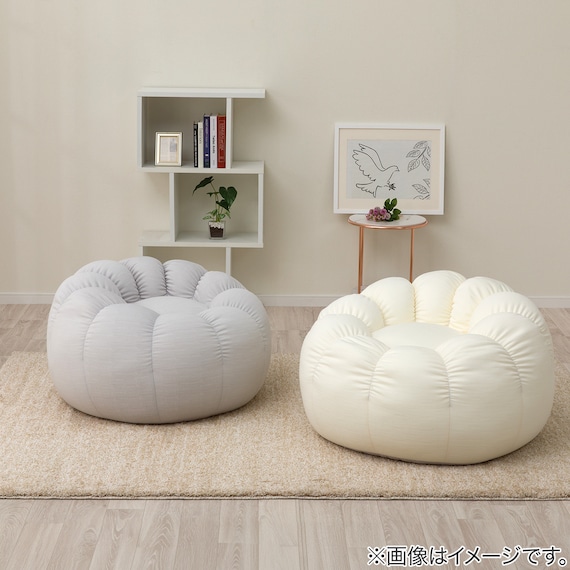 ふわもち フラワービーズソファ Small アイボリー 8枚目画像