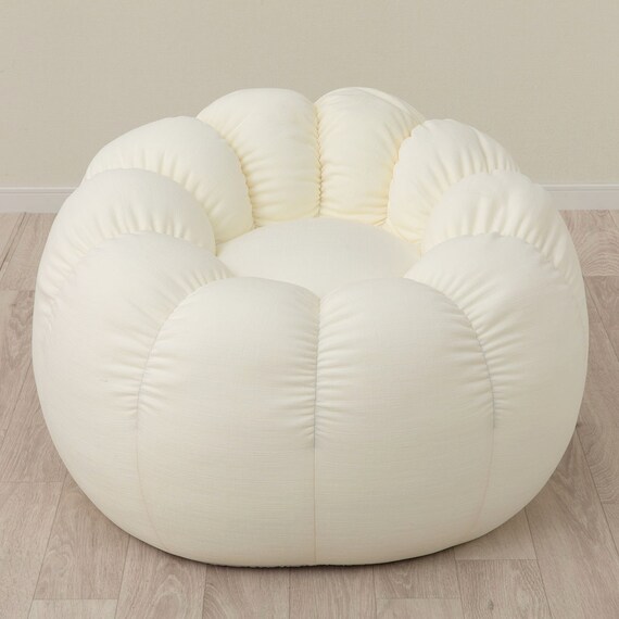 ふわもち フラワービーズソファ Small アイボリー 9枚目画像