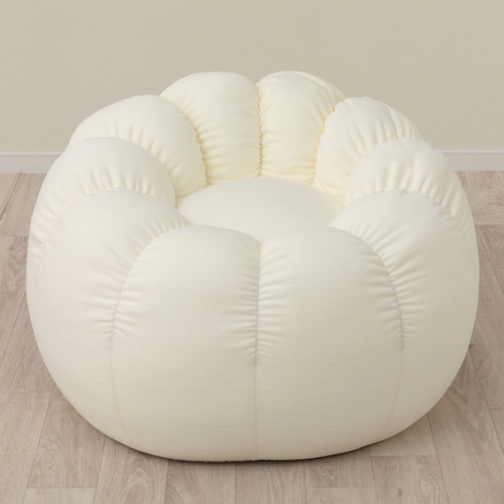 ふわもち フラワービーズソファ Small アイボリー 9枚目画像