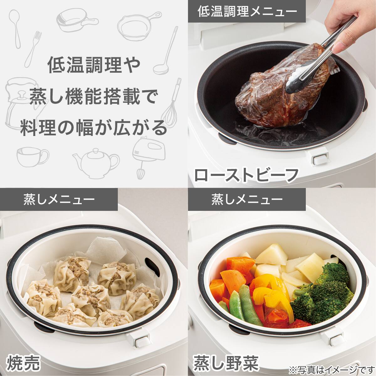 ジャングルジャングル貝塚店　炊飯ジャー　無印　2025年製　白　ホワイト　5.5合　低温調理　煮込み調理　マイコン式　中古　貝塚市　二色浜 IH炊飯ジャー 5.5合(BC2G02 ホワイト) | ニトリネット【公式】 家具