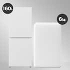 【家電2点セット】霜取り不要160L冷蔵庫+6kg洗濯機セット (ホワイト) 1枚目画像