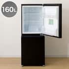 【家電2点セット】霜取り不要160L冷蔵庫+6kgスリムドラム式洗濯機 (乾燥なし)セット (ブラック) 2枚目画像