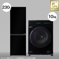 【家電2点セット】10kgドラム式洗濯乾燥機＋230L ファン式 2ドア冷凍冷蔵庫セット (ブラック)