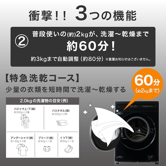 12kgドラム式洗濯乾燥機 (ND120KL1 ブラック)(リサイクル回収なし) 4枚目画像