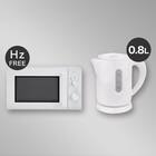 【小型家電2点セット】ヘルツフリー電子レンジ+電気ケトルセット (ホワイト) 1枚目画像