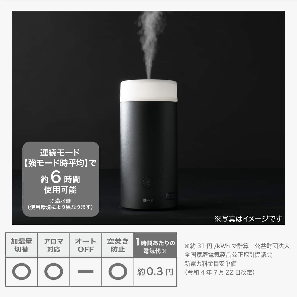 アロマも楽しめる省スペースデスク加湿器(超音波式 DM02N ブラック