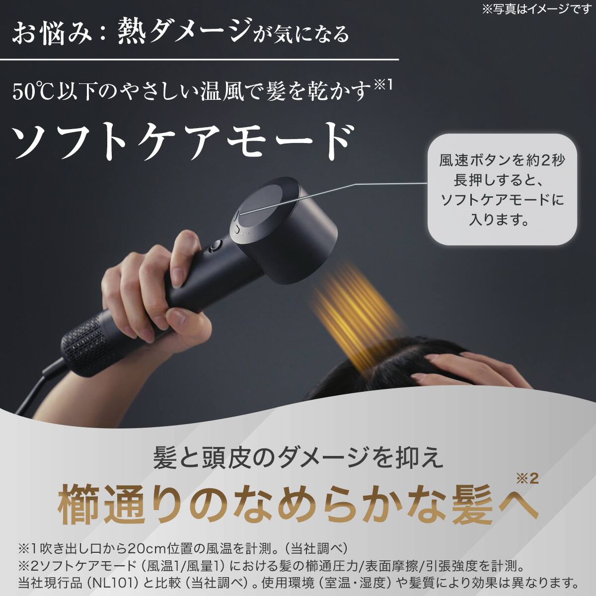 ラッピング袋ネイビー色付き】高濃度マイナスイオンヘアケアドライヤー