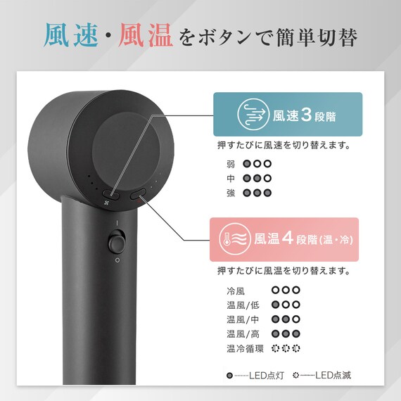 【ラッピング袋グレー色付き】高濃度マイナスイオンヘアケアドライヤー (NY281 ダークグレー)（※本商品はラッピングされていない状態でお届けになります） 12枚目画像