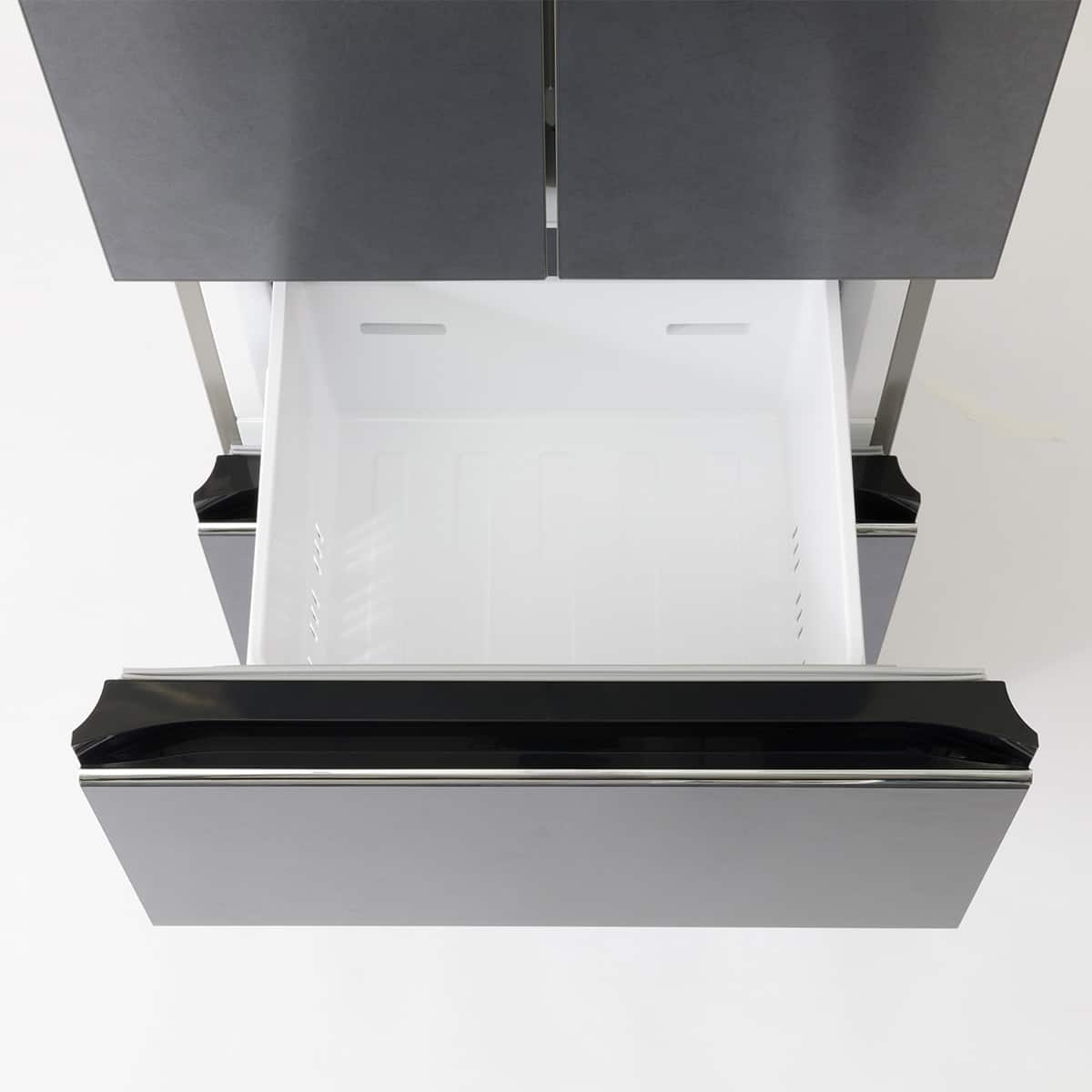 320L フレンチドアファン式冷蔵庫 (HM2C01 石目調・グレー)(リサイクル