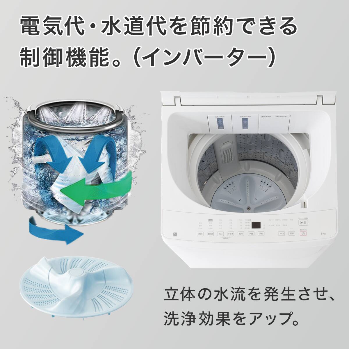 8kg洗剤自動投入洗濯機(NT80S1 ホワイト)(リサイクル回収なし