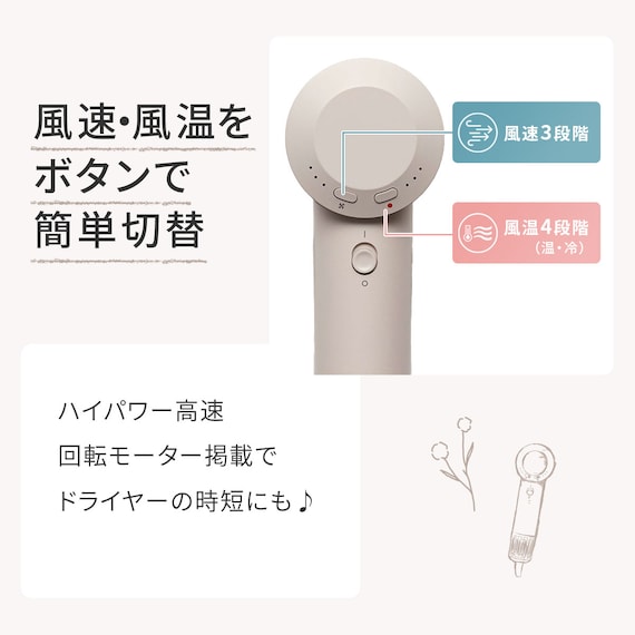 高濃度マイナスイオンヘアケアドライヤー(NY281 モカ) 5枚目画像