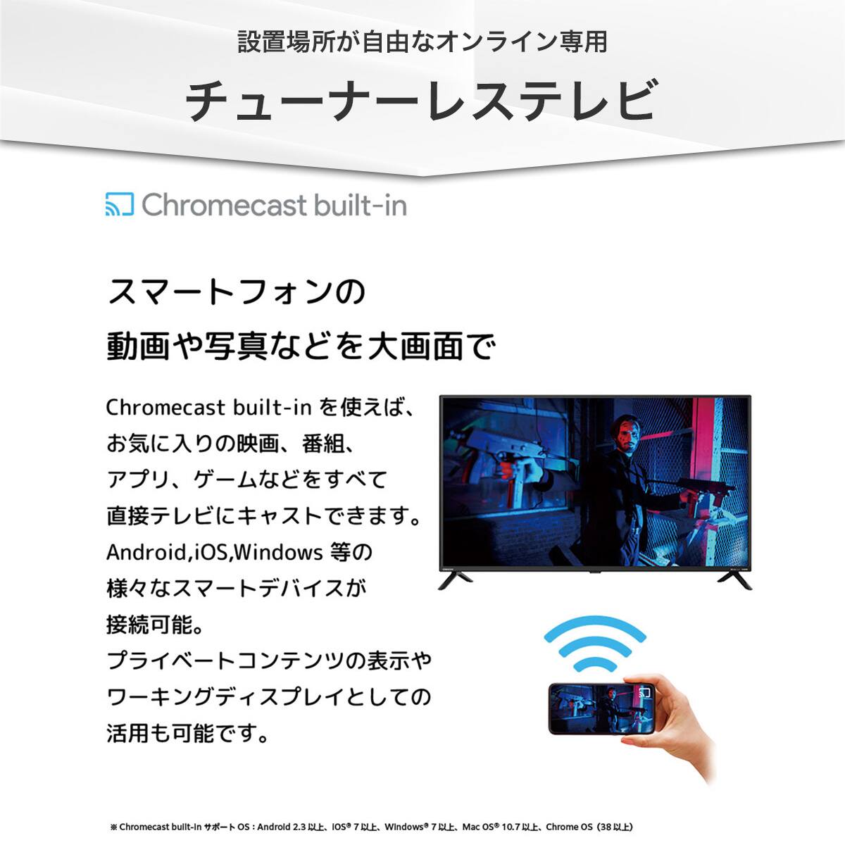壁掛けテレビ 壁掛けパーツ付き 65型 チューナーレス 液晶 4K