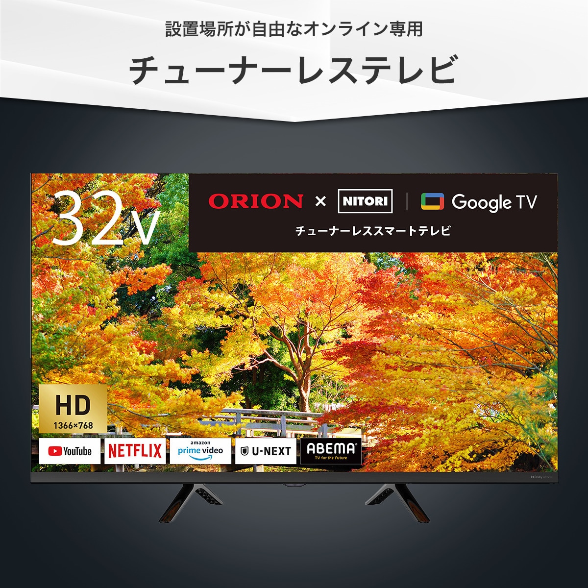 壁掛けテレビ 壁掛けパーツ付き 32型 チューナーレス (NGL32H01