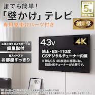 【大型家電5年保証】壁掛けテレビ 取付パーツセット 43型 液晶 4K対応 (NLS43RD01 ブラック)【期間限定価格:11/26~1/5まで】