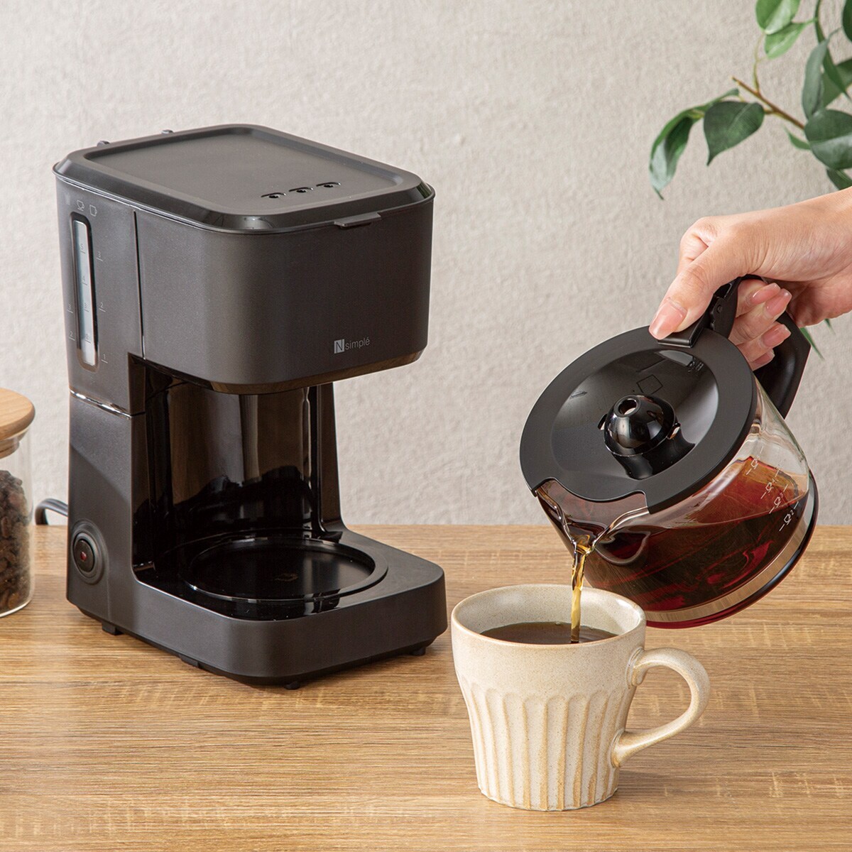 ブラック ドリップコーヒーメーカー ドリテック コーヒーメーカー 1杯~4杯 ドリップ式 リリカフェ ブラック