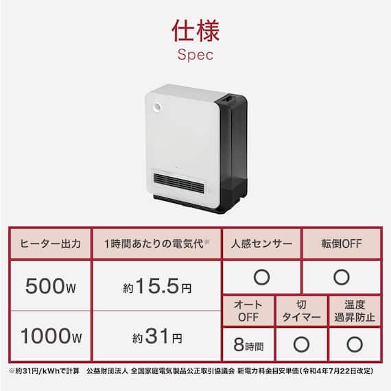 加湿人感セラミックヒーター(KH03NGWH) 3枚目画像