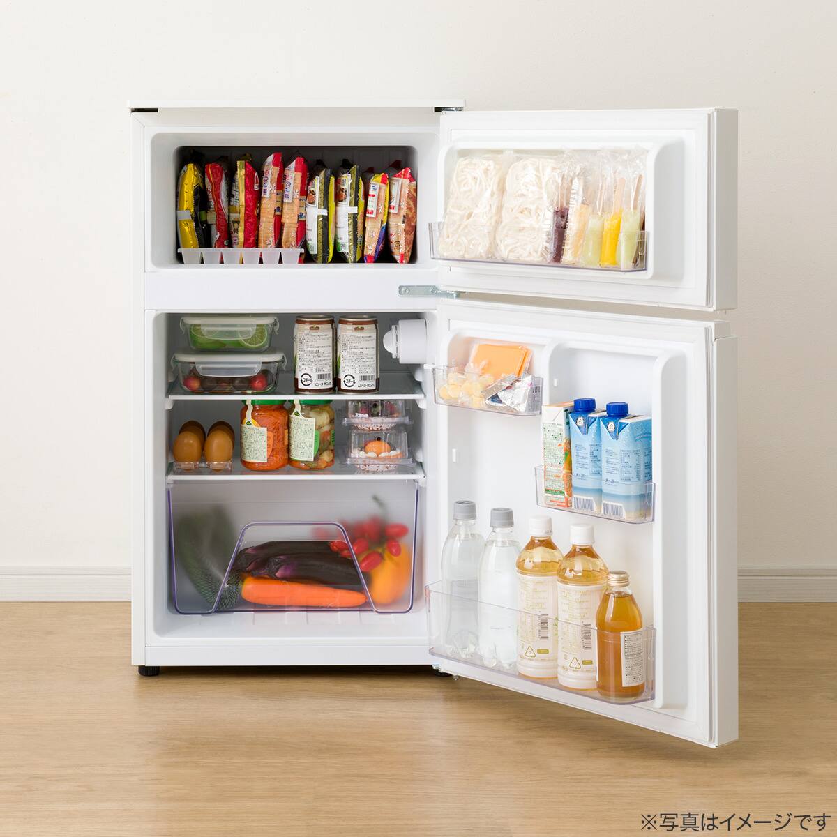 88L 直冷式 2ドア 冷凍冷蔵庫 (GZ2G01 右開き ホワイト)(リサイクル