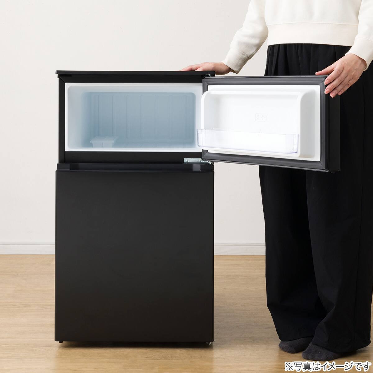 88L 直冷式 2ドア 冷凍冷蔵庫 (GZ2G04 右開き ブラック)(リサイクル