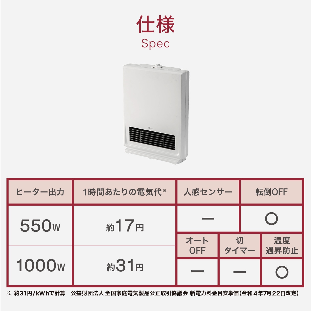 セラミックファンヒーター(KH09 WH) | ニトリネット【公式】 家具