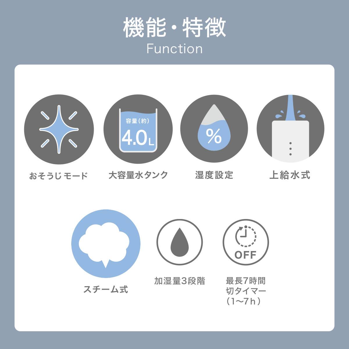 加湿器 No.84 8段階湿度設定 お手入れ簡単湿度設定スチーム加湿器(SH04NG ホワイト) | ニトリネット