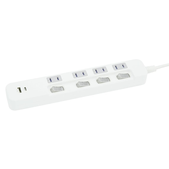 USB付節電タップ4個口 2m(Type-A 1ポート+Type-C 1ポート)(LB-4C4S-1A1C) 1枚目画像