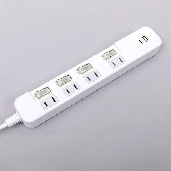 USB付節電タップ4個口 2m(Type-A 1ポート＋Type-C 1ポート)(LB-4C4S-1A1C) 6枚目画像