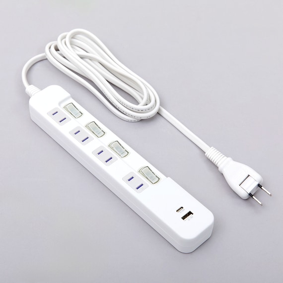 USB付節電タップ4個口 2m(Type-A 1ポート+Type-C 1ポート)(LB-4C4S-1A1C) 7枚目画像